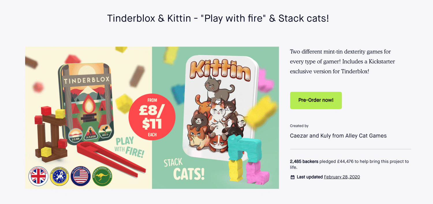 Board Game Bud- Tinderblox Kickstarter success